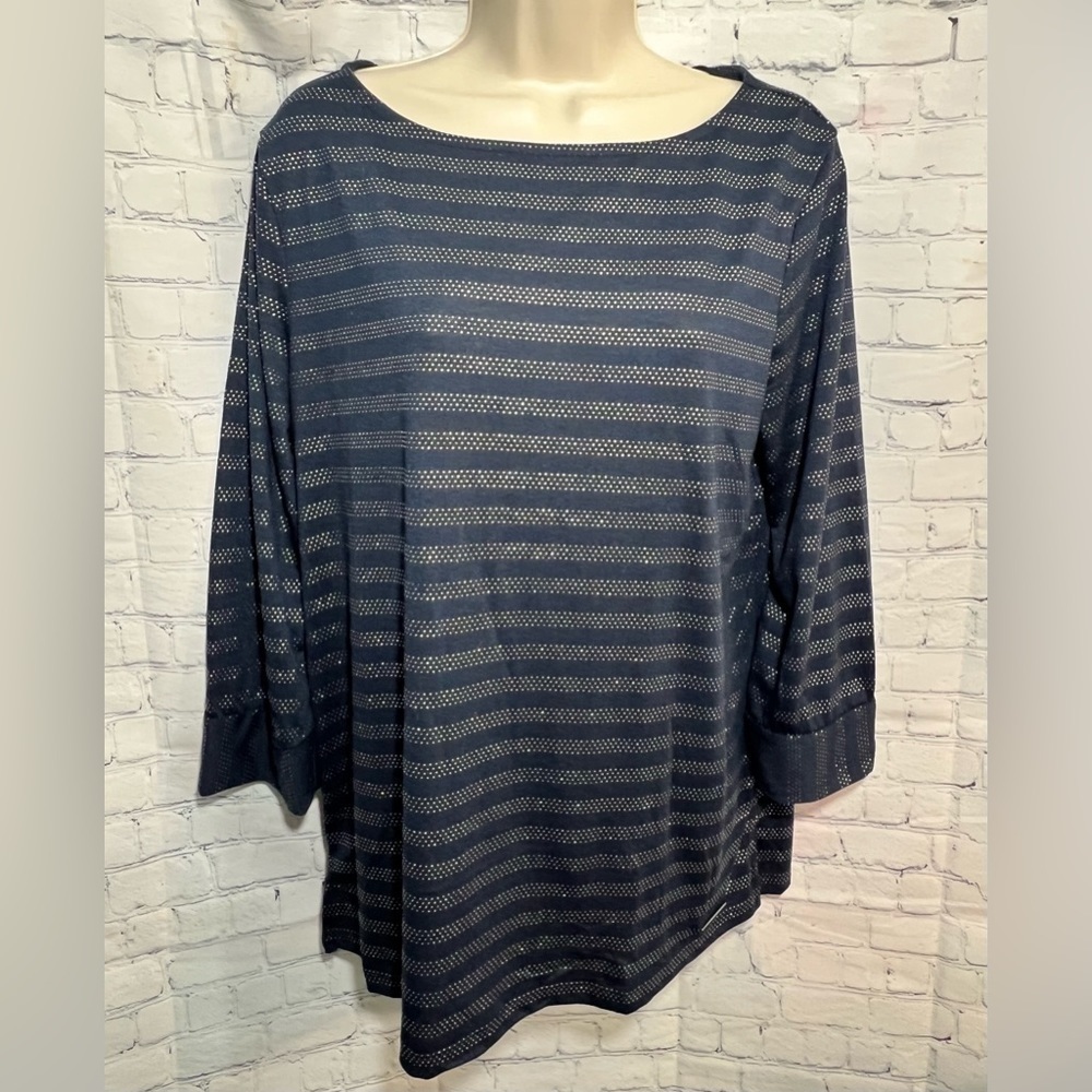 JONES New York Women’s 3/4 Sleeve Boat Neck Knit Top Size Large